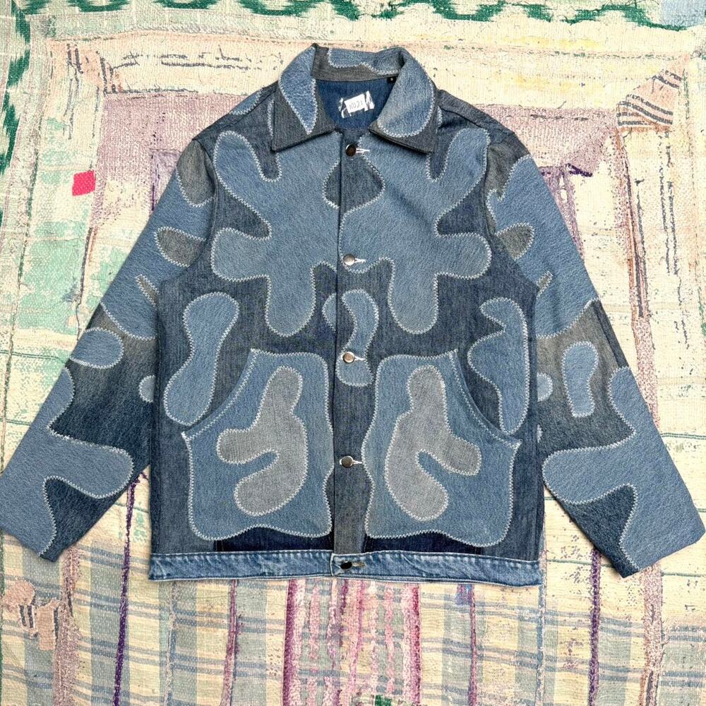 Custom Upcycled Patchwork Denim Jacket / One of one jacket size Small